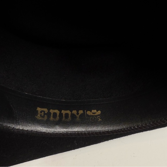 Eddy Bros Hat Cowboy Western Wool Felt Conch Metal Deco Gambler Black Medium USA - Picture 8 of 8